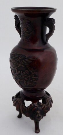 CHINEES BRONZEN VAASJE MET EEN PHOENIX