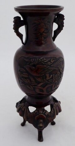 CHINEES BRONZEN VAASJE MET EEN PHOENIX