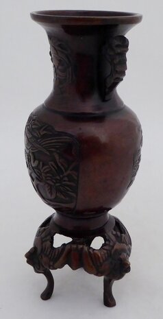 CHINEES BRONZEN VAASJE MET EEN PHOENIX